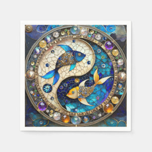 Serviette En Papier Zodiaque - Poissons Yin et Yang