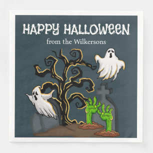 Serviette En Papier Zombie de cimetière et fantômes Fête d'Halloween m