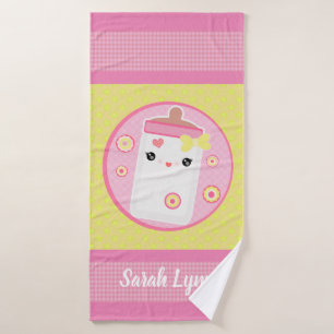 Serviette faite sur commande rose de Bath de béb
