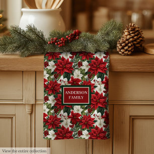 Serviette Fleurs de Noël Élégante Cuisine Cadeau M