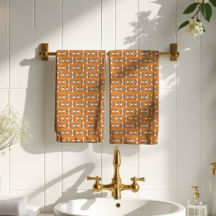 Serviette Fleurs Rétro Marron Cuivre Accent de Sal