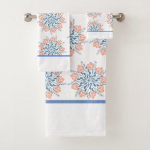 Serviette florale bleu doux