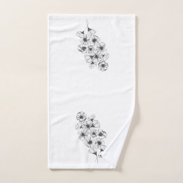Serviette Florale Noir & Blanc (Serviette à main)