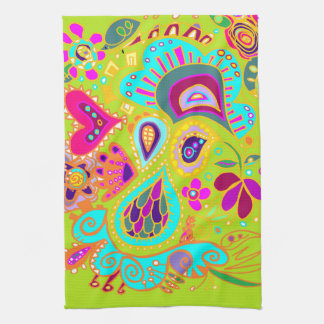 Serviette folle de Paisley en vert de CHAUX, rose,