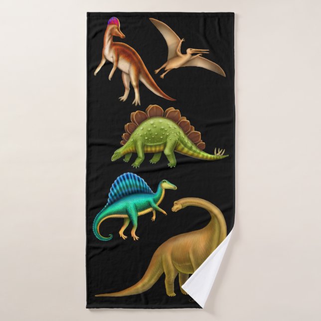 Serviette foncée de Bath de dinosaures (Serviette de bain)
