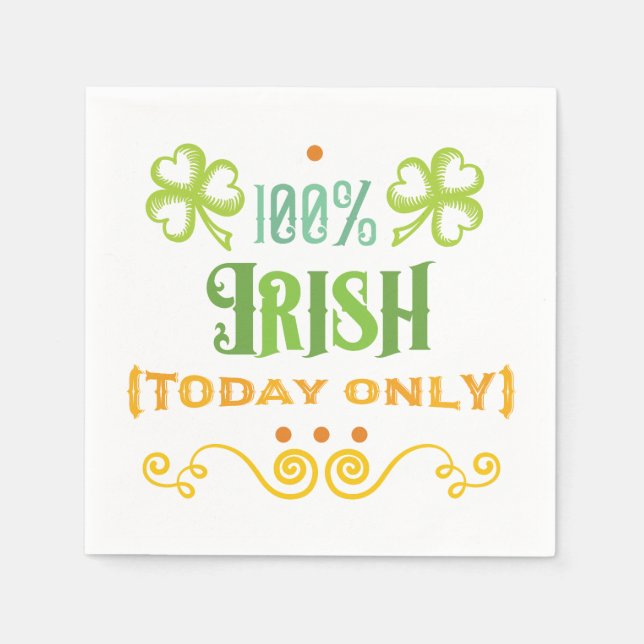 Serviette Jetable 100% Irish Today Word Art (Devant)