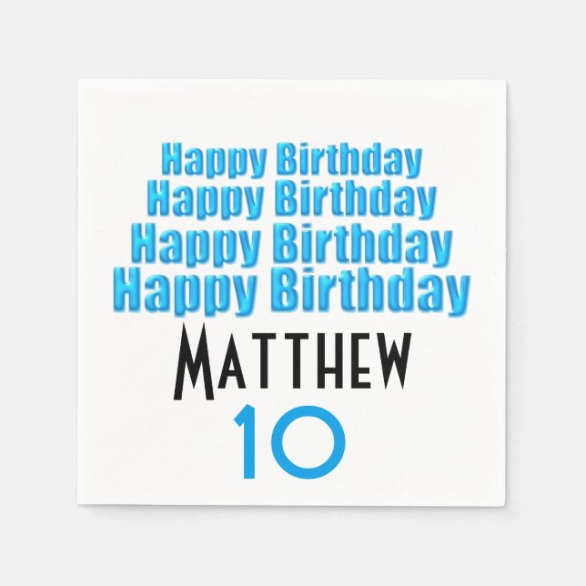 Serviette Jetable 10e anniversaire fête Papier personnalisé serviett (Devant)