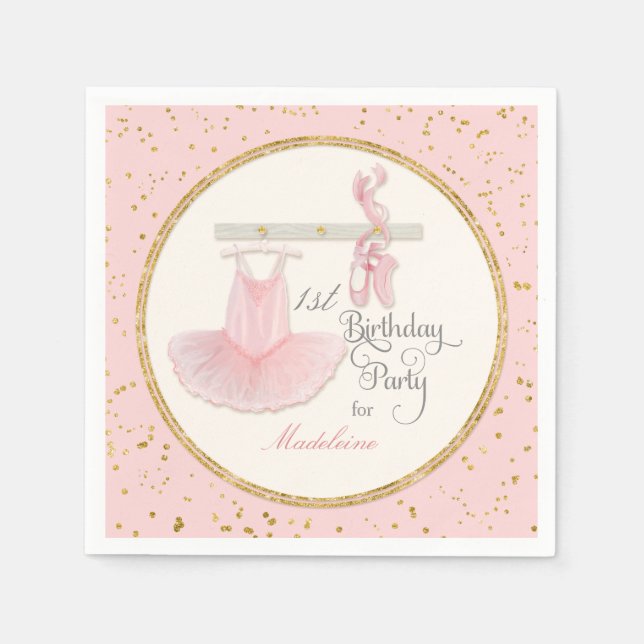 Serviette Jetable 1ère Fille Anniversaire Fête Ballerina Tutu (Devant)