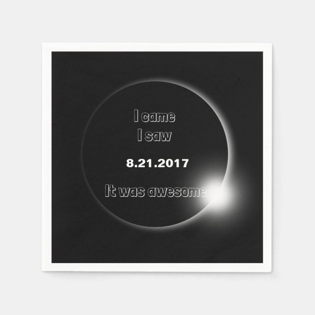 Serviette Jetable 2017 Solaire Eclipse Je suis venu, J'ai vu, C'étai (Devant)