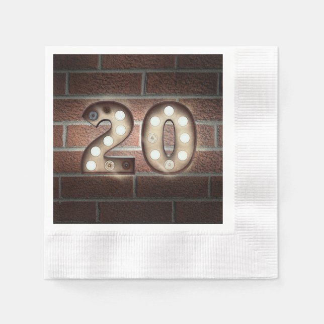 Serviette Jetable 20e anniversaire marque marquee sur mur en brique (Devant)