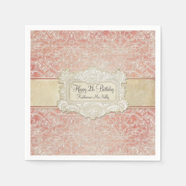 Serviette Jetable 21e Anniversaire Fête Française Régence Vintage De (Devant)