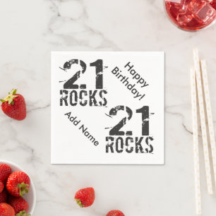 Serviette Jetable 21e anniversaire Personnalisé Nom 21 Rocks Papier 