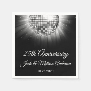 Serviette Jetable 25e anniversaire de Mariage soirée boule Disco Arg