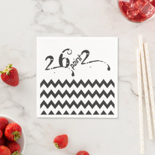 Serviette Jetable 26.2 motif de marathon noir blanc zigzags