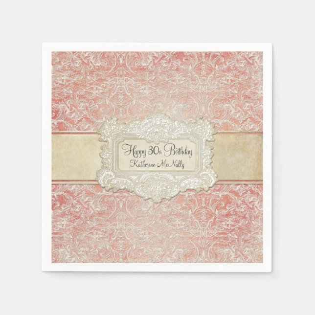 Serviette Jetable 30e Anniversaire Fête de la Régence Française Vint (Devant)