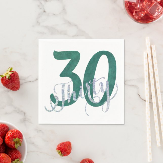 Serviette Jetable 30e Vert | Fête d'anniversaire personnalisée | (En situation)
