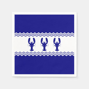 Serviette Jetable 3 Homards Côtiers Bleus Et Blancs De La Marine