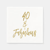 40 et Fabulous Gold Foil Anniversday Napkins