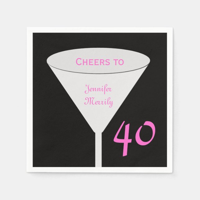 Serviette Jetable 40e anniversaire fête "Cheers To" Papier serviette (Devant)