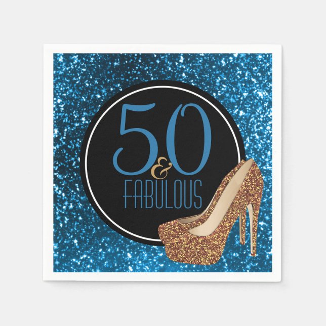 Serviette Jetable 50 et fabuleux | Élégant 50e Anniversaire talons h (Devant)