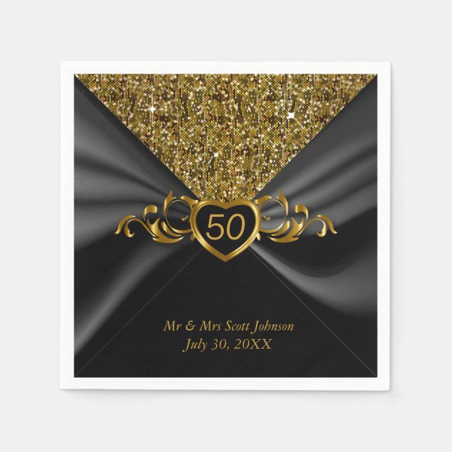 Serviette Jetable 50e anniversaire de Mariage d'or (Devant)