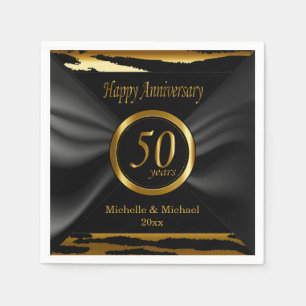Serviette Jetable 50e anniversaire de Mariage d'or Zebra Stripes