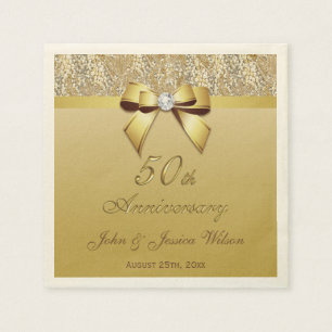 Serviette Jetable 50e anniversaire du Mariage d'or