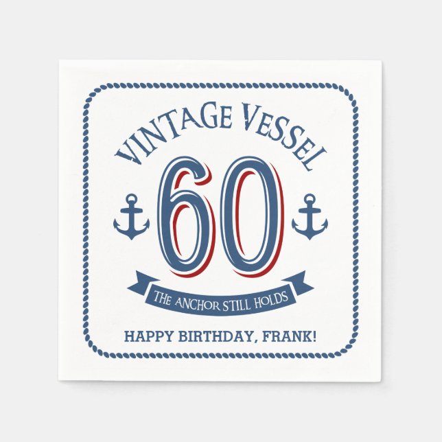 Serviette Jetable 60e anniversaire nautique (Devant)