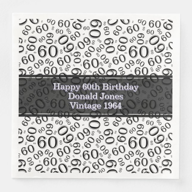 Serviette Jetable 60e Birthday Number (Devant)