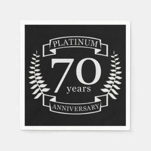 Serviette Jetable 70e ANNIVERSAIRE Mariage PLATINUM