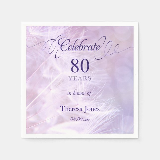 Serviette Jetable 80e anniversaire de fête Cocktail standard Napkin (Devant)