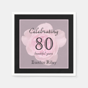 Serviette Jetable 80e anniversaire de fête Rose papier serviettes