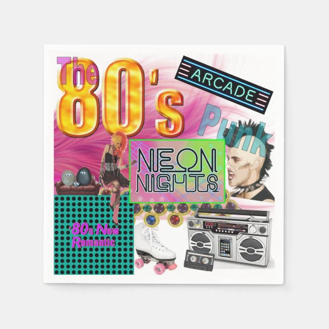 Serviette Jetable 80s Collage Cocktail Napkin (Devant)