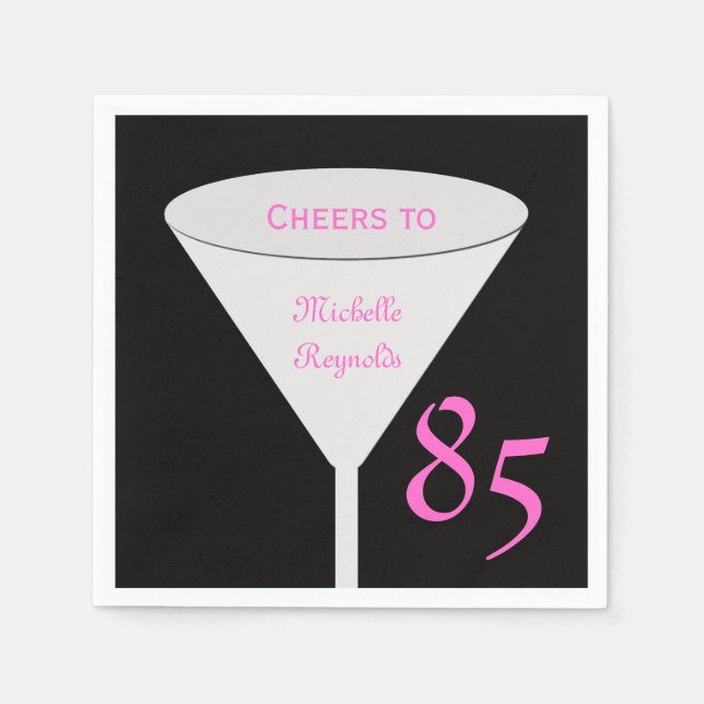 Serviette Jetable 85e anniversaire "Cheers To" pour femme Papier (Devant)