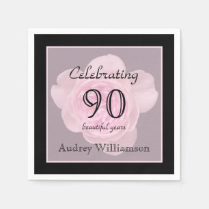 Serviette Jetable 90e anniversaire de fête Rose papier serviettes