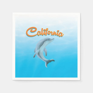 Serviette Jetable Affiche de voyage vintage dauphin Californie