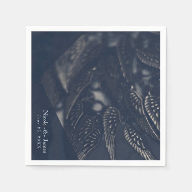 Serviette Jetable Ailes d'ange noir gothique glam chic party (Devant)