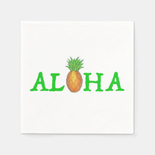 Serviette Jetable ALOHA Île tropicale Hawaïen Luau Ananas