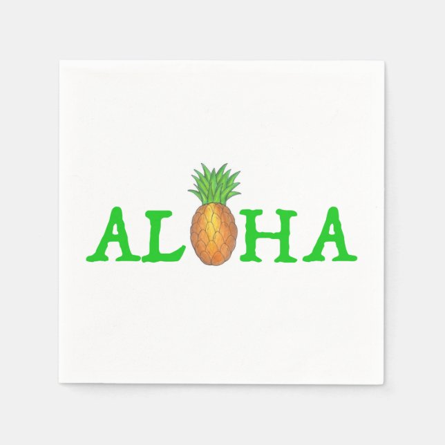 Serviette Jetable ALOHA Tropical Island Hawaiian Pineapple Luau (Devant)