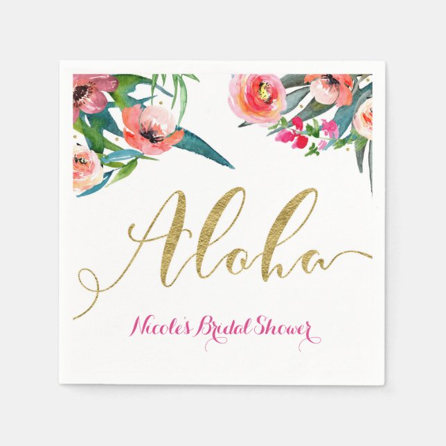 Serviette Jetable Aloha Tropical Summer Floral Fête des mariées Cust (Devant)