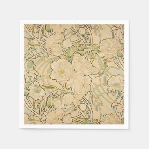 Serviette Jetable Alphonse Mucha Pivoines Pivoine Roses Faon 1897