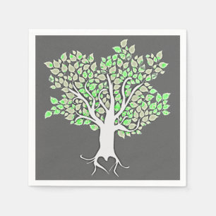 Serviette Jetable amour arbre gris menthe vert mariage serviettes en