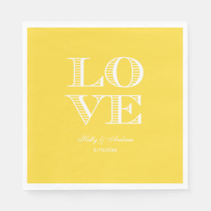 Serviette Jetable Ananas Jaune AMOUR Blanc serviettes