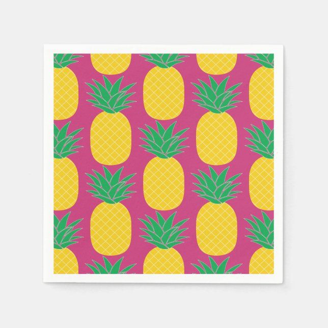 Serviette Jetable Ananas rose Tropical (Devant)