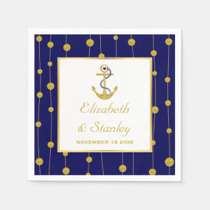 Serviette Jetable Ancrage de feuille d'or nautique mariage moderne
