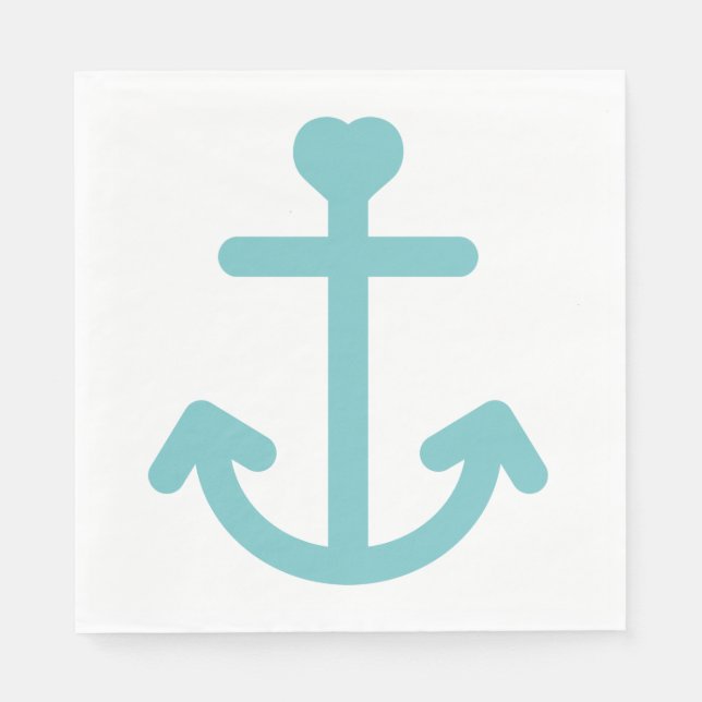 Serviette Jetable Ancre bateau bleu et blanc Mariage nautique / fête (Devant)