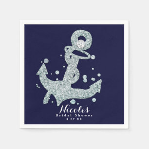 Serviette Jetable Ancre diamant nautique Bling Glam Beach Party
