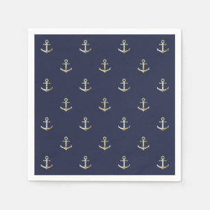 Serviette Jetable Ancre nautique de bleu marine