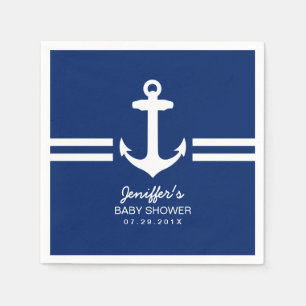Serviette Jetable Ancre simple Baby shower à bandes nautiques