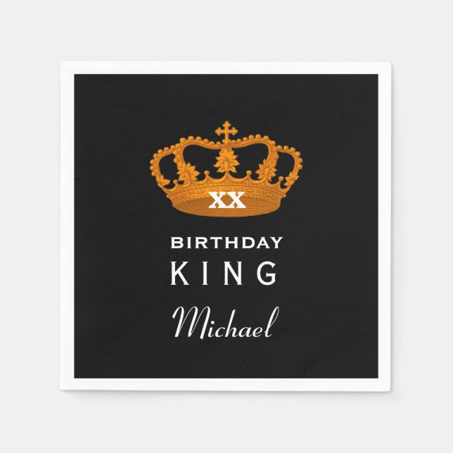 Serviette Jetable Année Anniversaire ROI avec Gold Crown A19A (Devant)